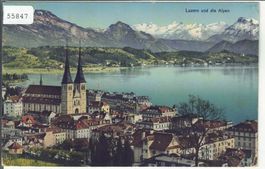 Luzern und die Alpen - Litho