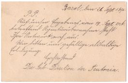 PK Privat-Zudruck Sub-Direkt. Teutonia Basel 1896 n. Liestal