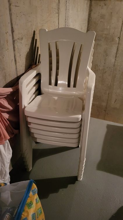 6 Gartenstühle weiss, Hochlehner mit Polsterauflage Kaufen auf Ricardo
