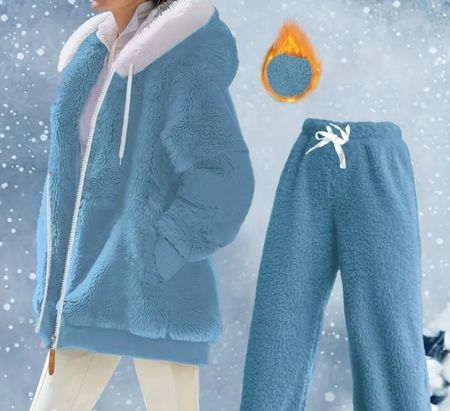 Winterlicher, flauschiger Hausanzug, graublaue, 54-56 NEU