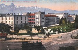 Thun (BE) Kasernen mit Stockhornkette lokomotiva bahn