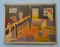 Decor Holzpuzzle "Tiere im Stall" / ±40 Teile komplett
