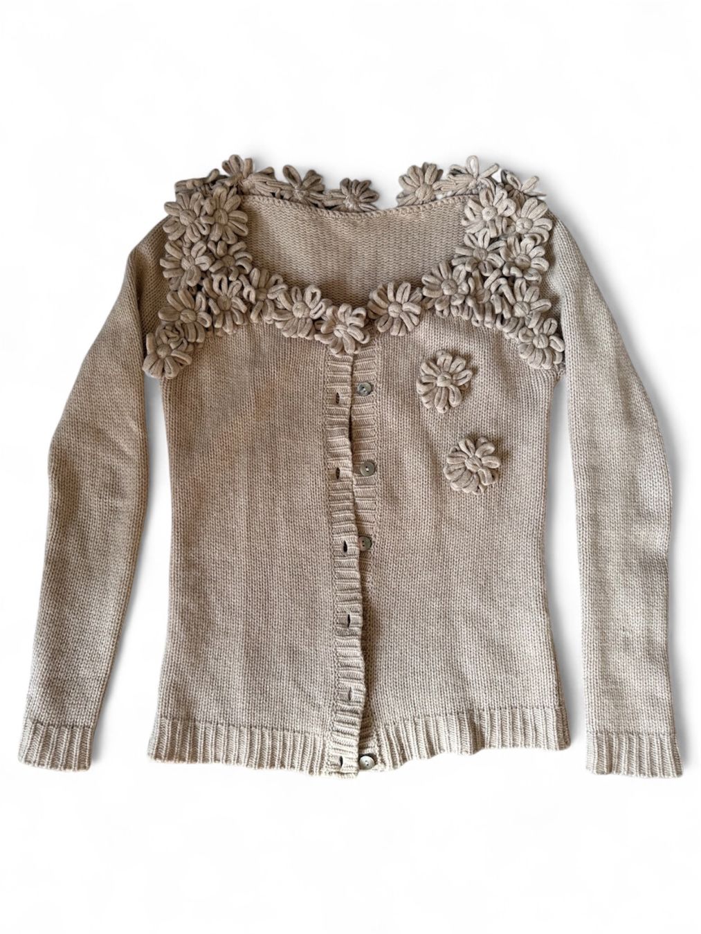 Giacche: Kashmir Strickjacke mit Blumenapplikation - Gr. M/S – Usato da Zürich venduto da pet_8jkt 1