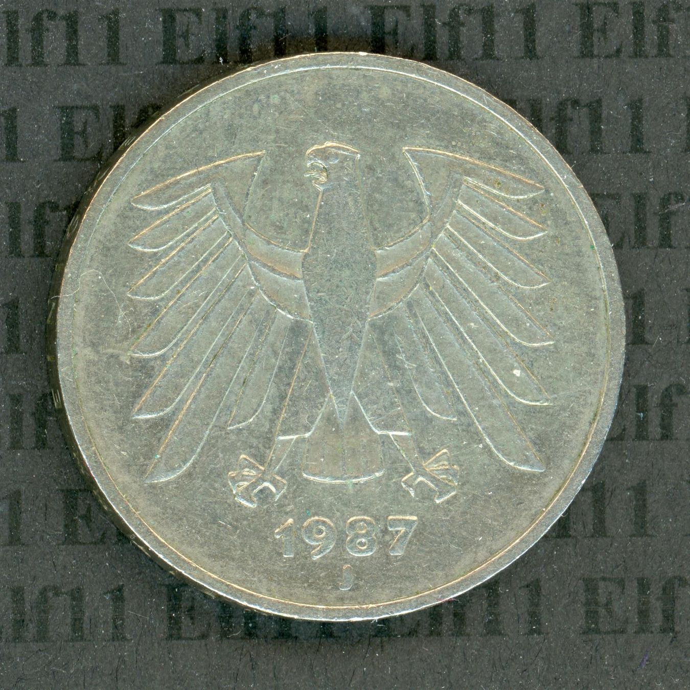 Tutti le monete: DEM___5.00 1987J -vz 5 Deutsche Mark – Usato da Widnau venduto da Elf11