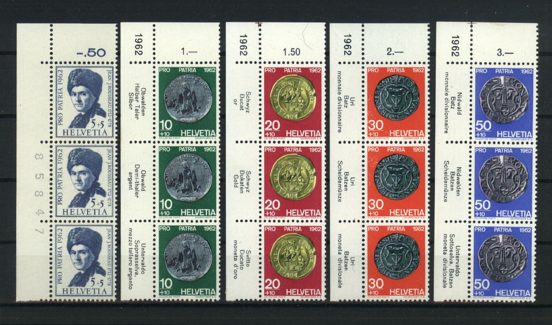 Tutti i francobolli: 1962, Pro Patria, mit Tabs, SBK 80.00 ** – Usato da Willisau venduto da Vollstempel