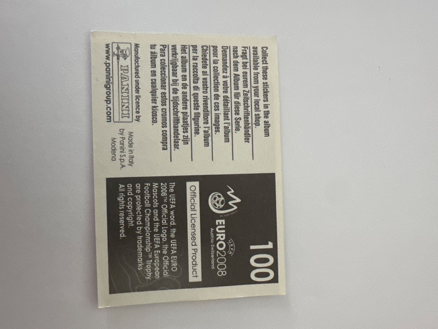 Panini Cartes à collectionner: Panini UEFA EM 2008 Sticker - Nr. 100 – D'occasion à Sulz AG par DealWerk 1