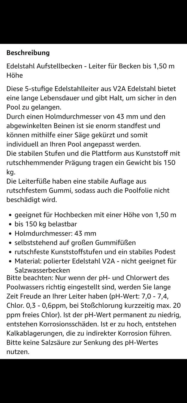 Scale: Edelstahlleiter für Pool – Usato da Leibstadt venduto da oeschi14 3