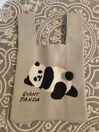 New Giant Panda Knitted Tote Bag, hand bag
