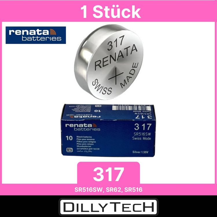 Caricatori & Batterie: Renata 317 Box, SR516SW Knopfzellenbatterie - 1 Stk. – Nuovo e nell'imballaggio originale da Erlenbach ZH venduto da dillytech.ch