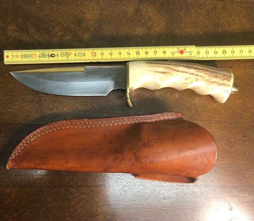 WaidTec Jagdmesser – Rotes Pakkaholz, J2 Stahl, 148g, 20 Cm, Inkl. Aufbrechklinge