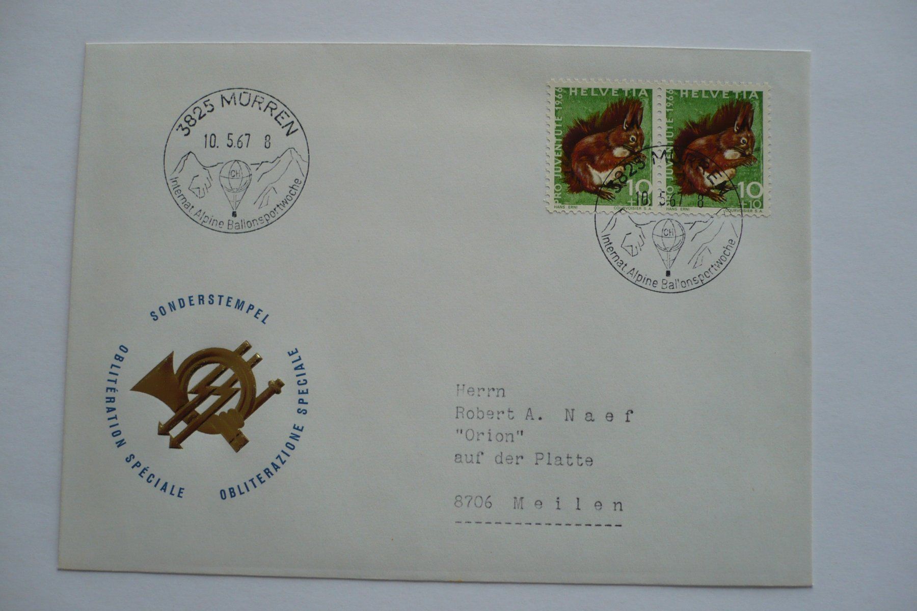 Alle Briefmarken: 1967 Internat. Ballonsportwoche, Mürren – Gebraucht aus Zürich von saltandpepper008