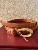 Gürtel Damen braun Leder goldene Schnalle Sommer Trend Look 