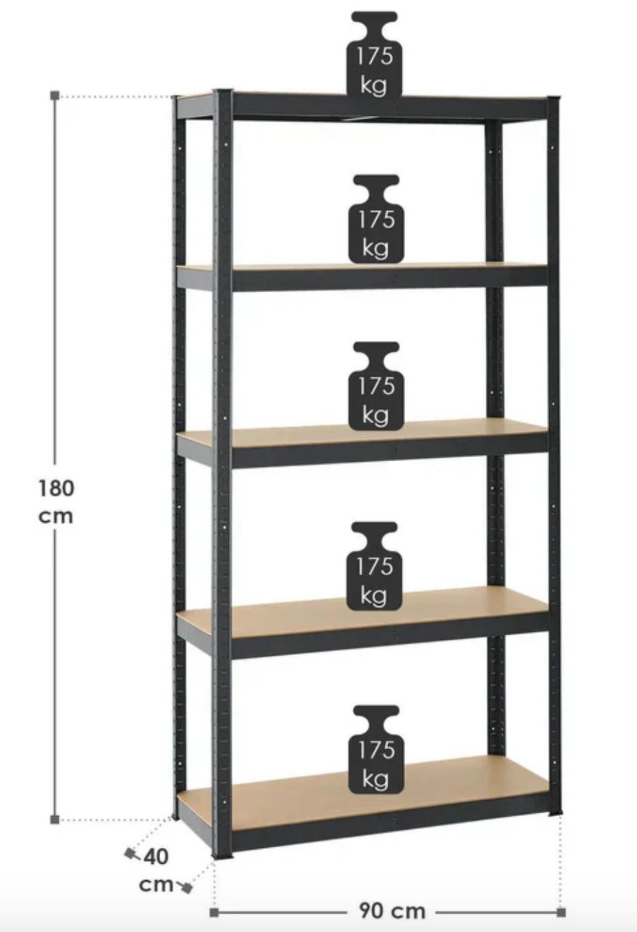 Scaffali: 2er Set Lagerregal Basic 180 x 90 x 40 cm - Gratis Versand – Nuovo e nell'imballaggio originale da Kleinwangen venduto da meinwarenkorb.ch 9