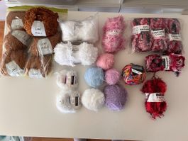 Woll /Garn, Paketnummer 2. Flausch Struktur diverse Farbe