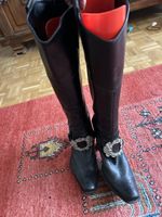 Gucci inspirierte Schwarze Stiefel aus Leder mit Schnalle