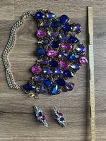 XXL Glamour Burlesque Schmuckset  Halskette & Ohrstecker