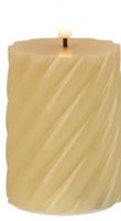 LED-Echtwachskerze, beige h=9,2cm d=7cm, warm-weißes Licht