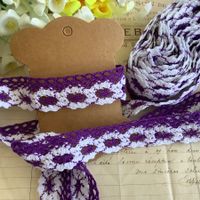Spitze weiss lila 2 Meter blanc violet dentelle coton