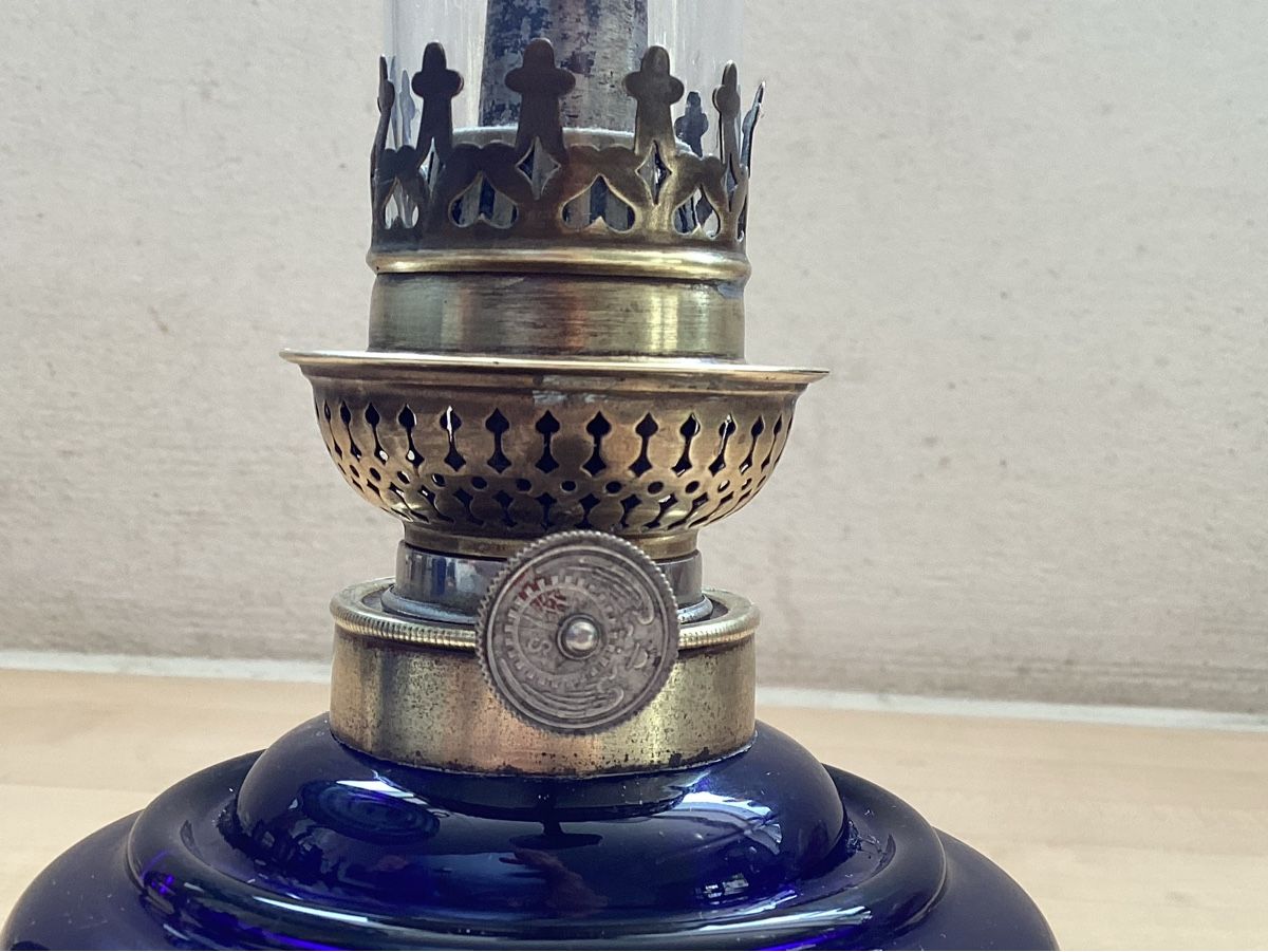 Lampen: Petrollämpchen mit Glasbehälter aus blauem Glas – Gebraucht aus Lenzburg von dbr_hf8w 1