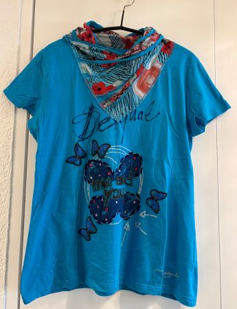 Desigual Oberteil/Shirt, türkisblau, XL, spezieller Kragen