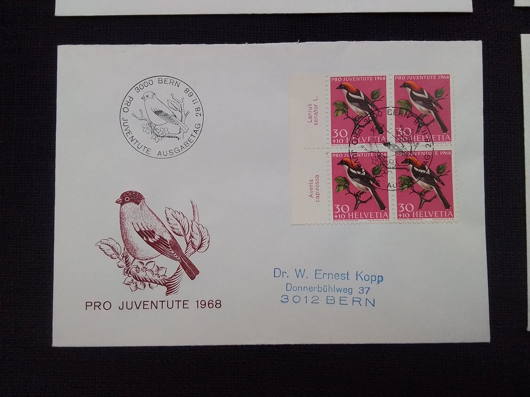 Tutti i francobolli: FDC Pro Juventute Brief 1968 , 4er Block mit tabs – Usato da Reichenburg venduto da Pipo-67 3