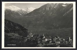 Leuk, Leuk-Stadt mit Bergpanorama aus de
