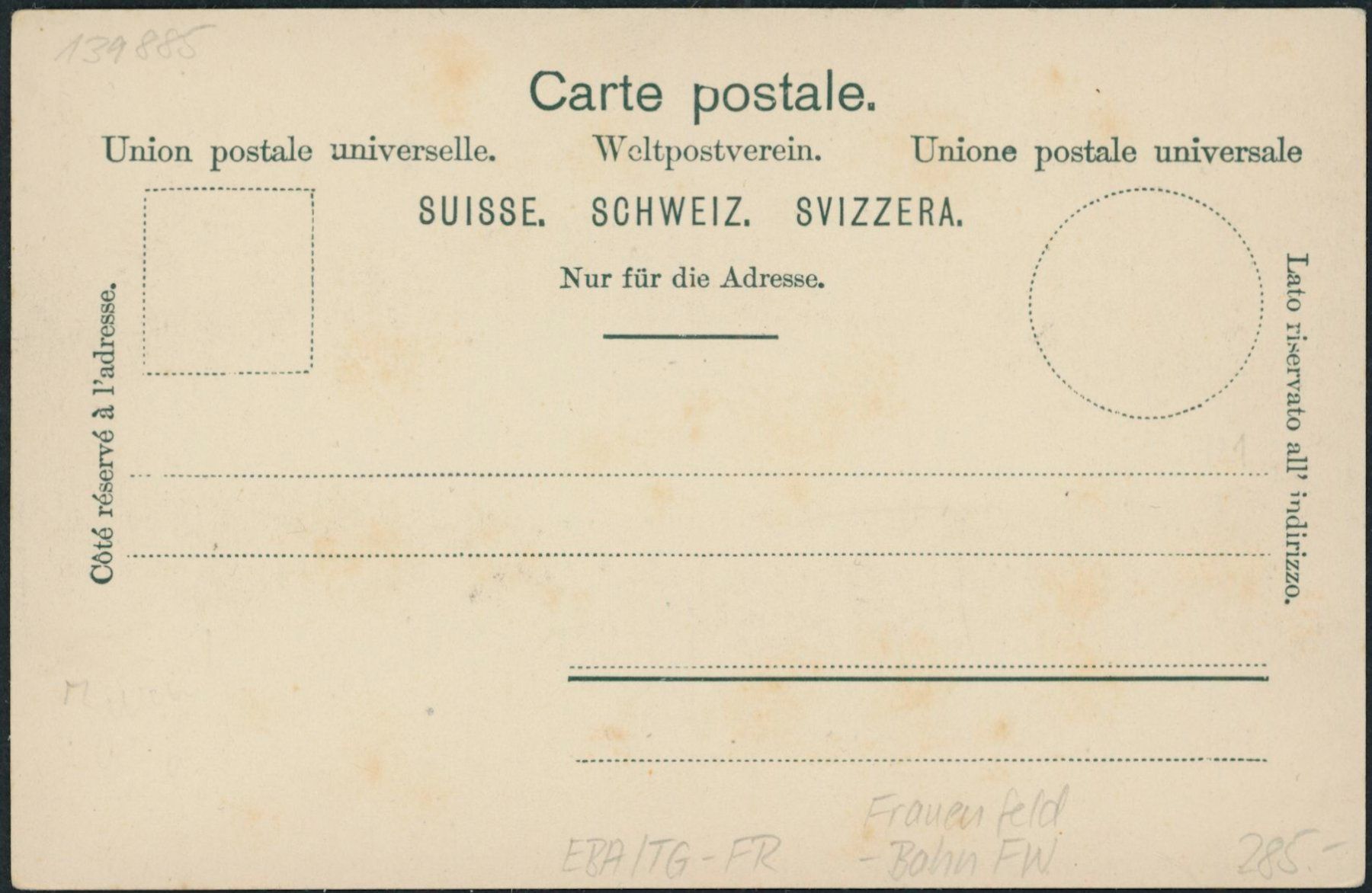 Ansichtskarten: TG Frauenfeld - Bahn FW – Neu (gemäss Beschreibung) aus Schindellegi von stationary 1