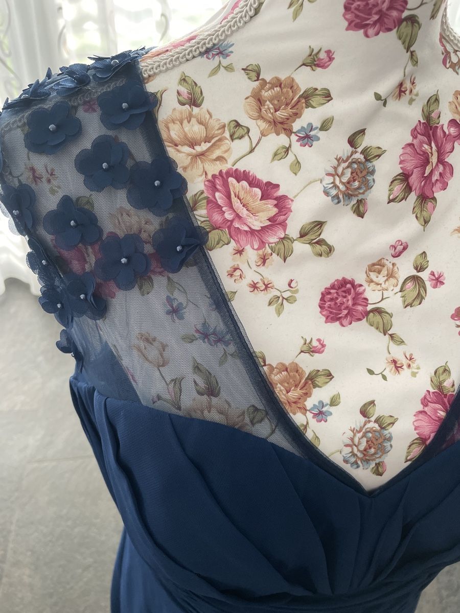 Vestiti: Cocktailkleid, Abendkleid, blauer Chiffon, Gr. 46 – Usato da Erlinsbach venduto da Clodot 3