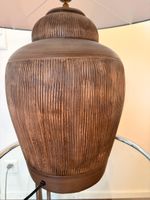 Tischlampe braun mit grauem Lampenschirm guter Zustand