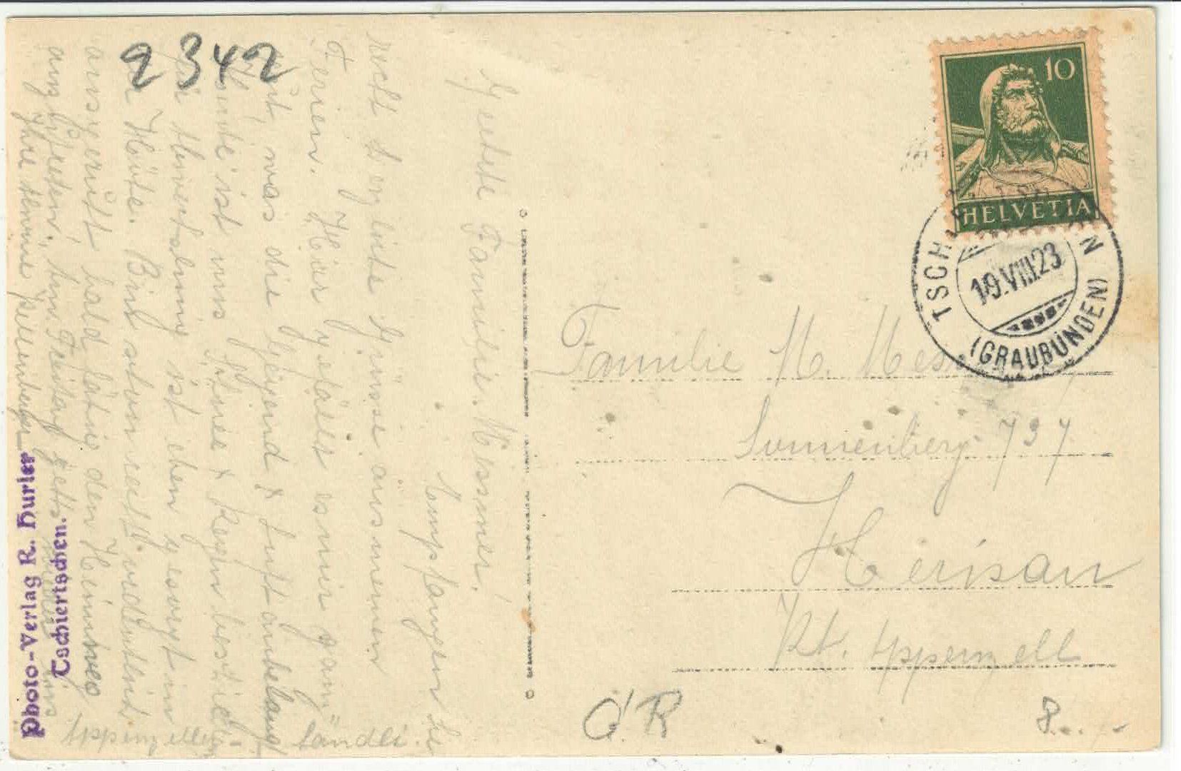 Cartoline postali: Tschiertschen - Kirche – Usato da Ettingen venduto da Kartenplanet 1