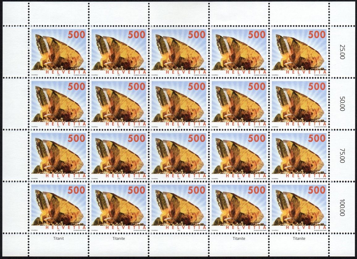 Alle Briefmarken: BOGEN 2002 Mineralien - Titanit** – Neu (gemäss Beschreibung) aus Dottikon von haeusibuh5