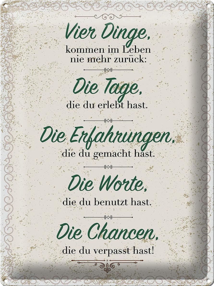 Insegne: Blechschild-4 DINGE IM LEBEN KOMMEN NIE – Nuovo e nell'imballaggio originale da Rupperswil venduto da big-one-sale