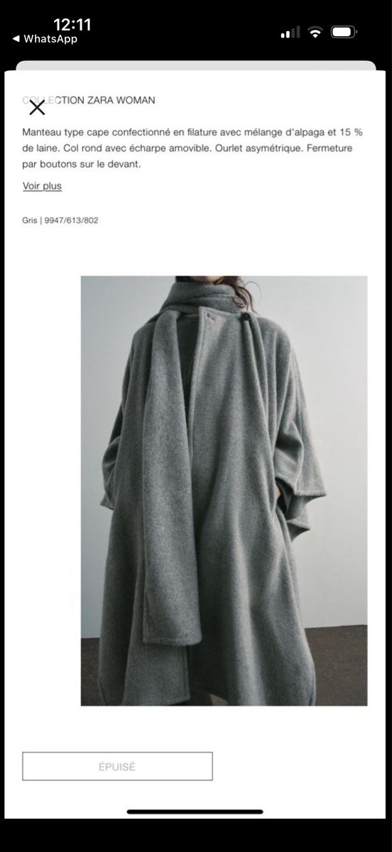Zara Altro in Moda donna: Cape Zara neuve – Nuovo (secondo la descrizione) da Commugny venduto da Flamantrose77 1