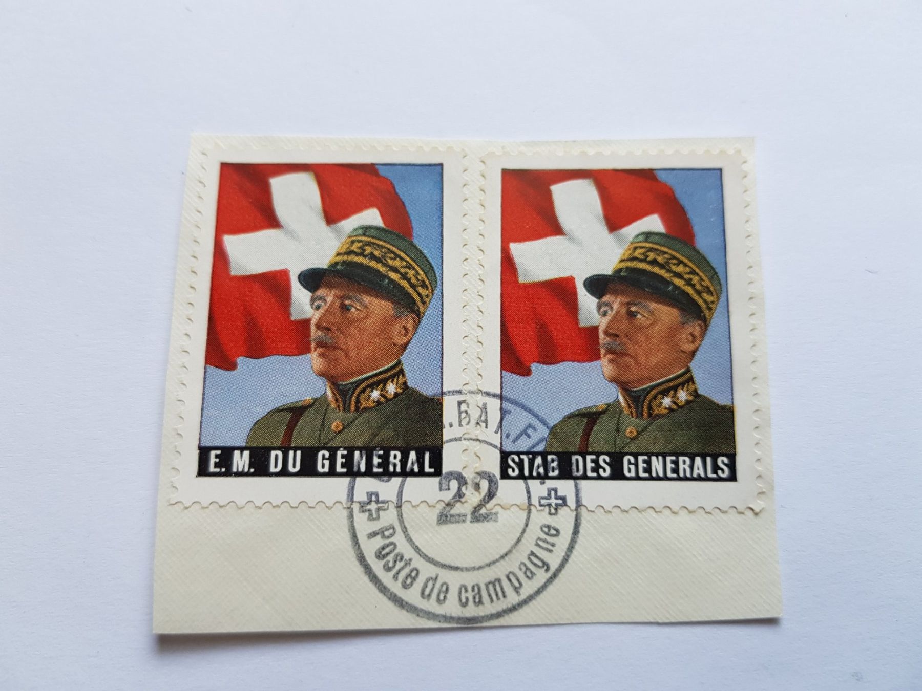 Tutti i francobolli: Timbre militaire, EM Général Guisan oblit. bat 22, poste cam – Usato da Sonceboz-Sombeval venduto da Monika60