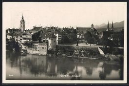 AK Olten, Altstadt vom Wasser aus, 1934
