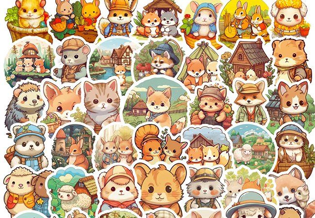 50 Stk. Sticker Aufkleber - Kawaii Süsse Tiere (Neu und ...