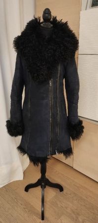Warm Winter Shearling dark blue coat