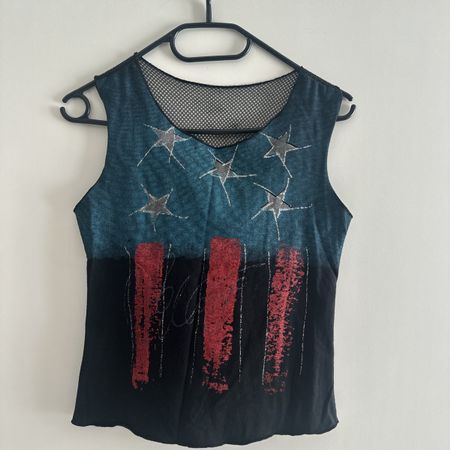 VINTAGE Y2K MESH TOP WITH STARS S