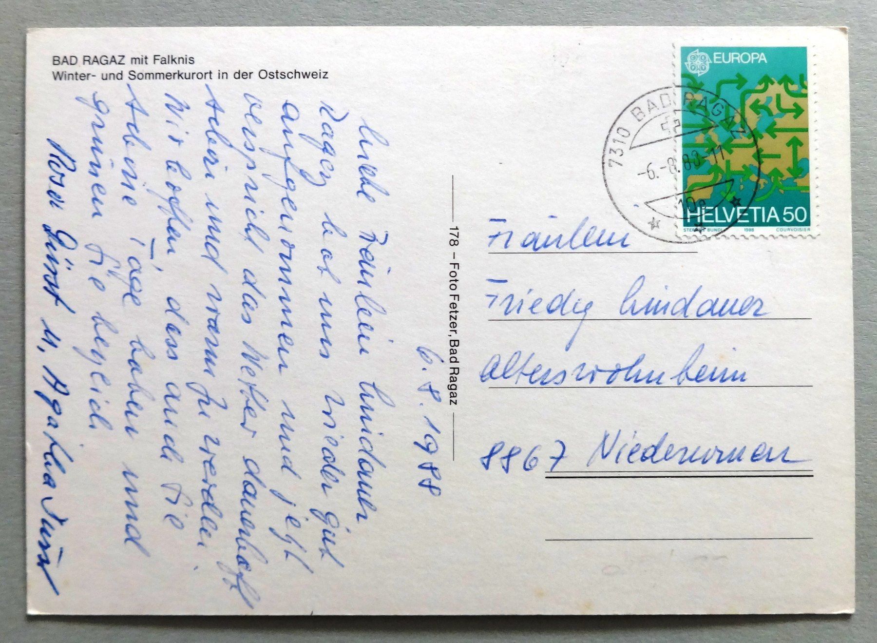 Cartoline postali: Bad Ragaz mit Falknis – Usato da Fétigny venduto da Billy2miny 1