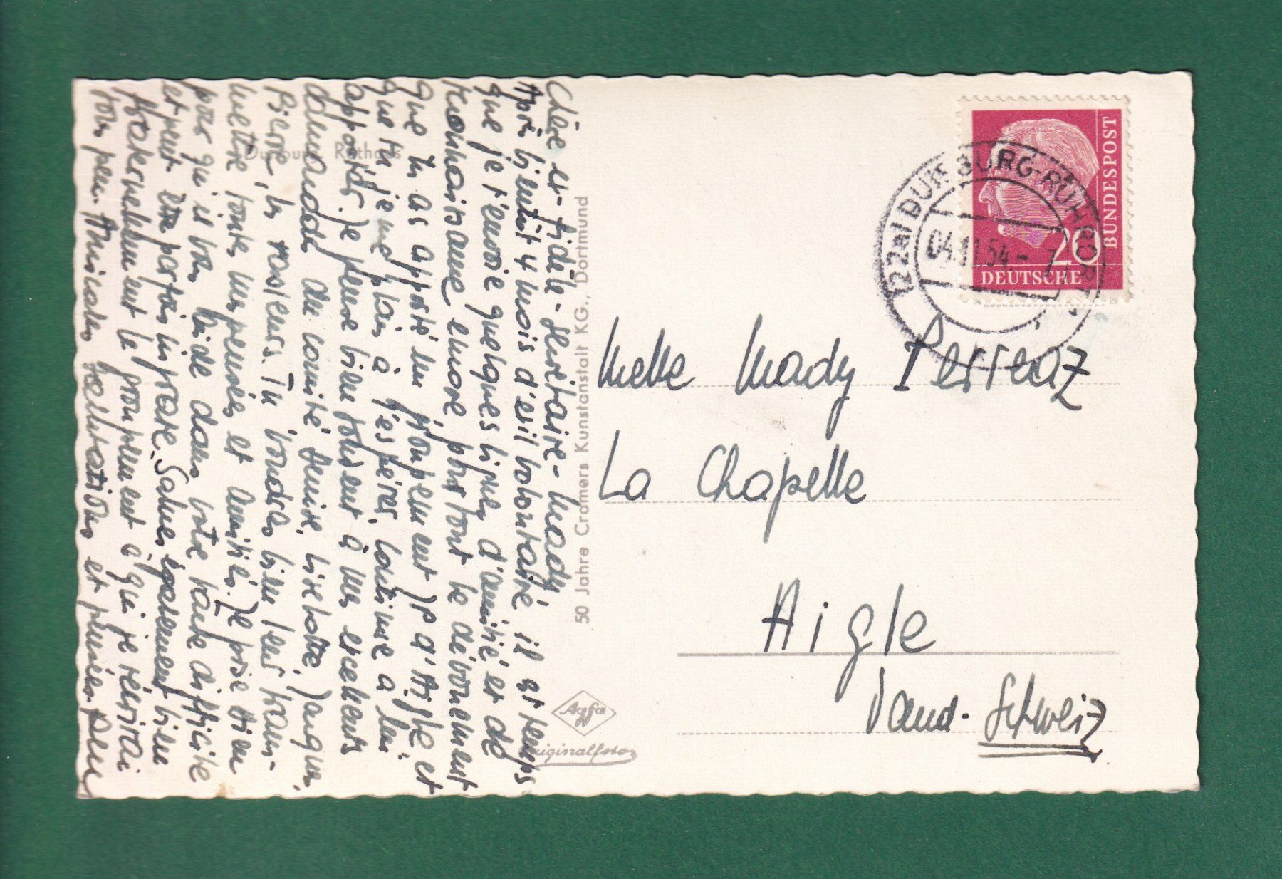 Cartoline postali: DUISBURG - Rathaus - 1954 – Usato da Pully venduto da nicecards-shop 1