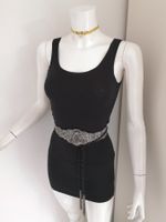 🤩ZARA TAILLEN-GÜRTEL SCHWARZ & STICKEREIEN SILBER NEU &D&GP