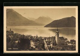 Vitznau, Totale mit Gebirgswand und See
