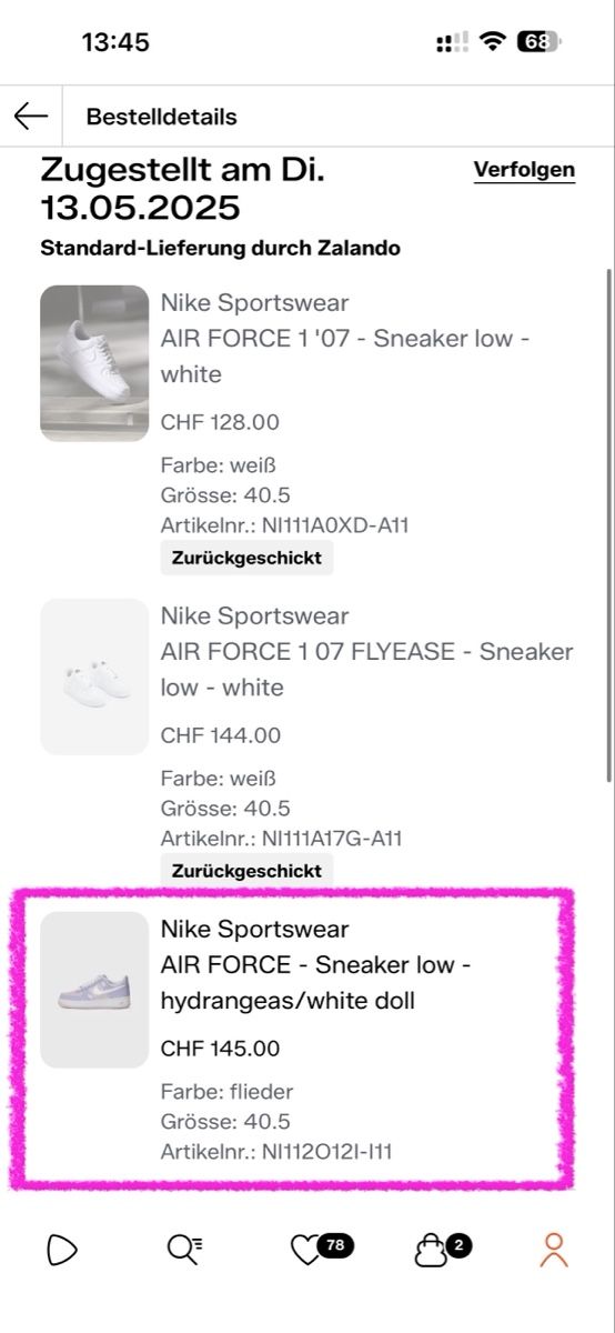 Nike Chaussures femmes: Nike - AIR FORCE - Sneaker low - hydrangeas/white doll – Neuf (Voir description) à Zollikon par Melissa2308 6