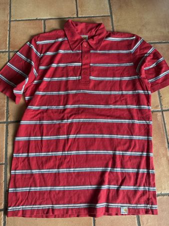 Polo Carhartt rayé rouge et blanc en bon état
