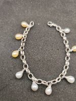 Vintage 925er Silber Armband mit natürliche Perlen Top