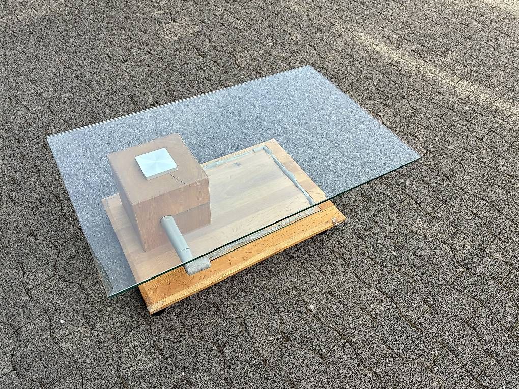 Tische: Glas Holz Tisch mit Rollen – Gebraucht aus Pfäffikon ZH von stefanschmitz 1