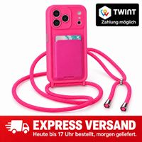 iPhone Hülle mit Umhängeband + Kartenfach | Pink | Crossbody