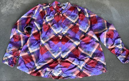 Anja Sun Suko Bluse kariert lila rot Grösse M gebraucht