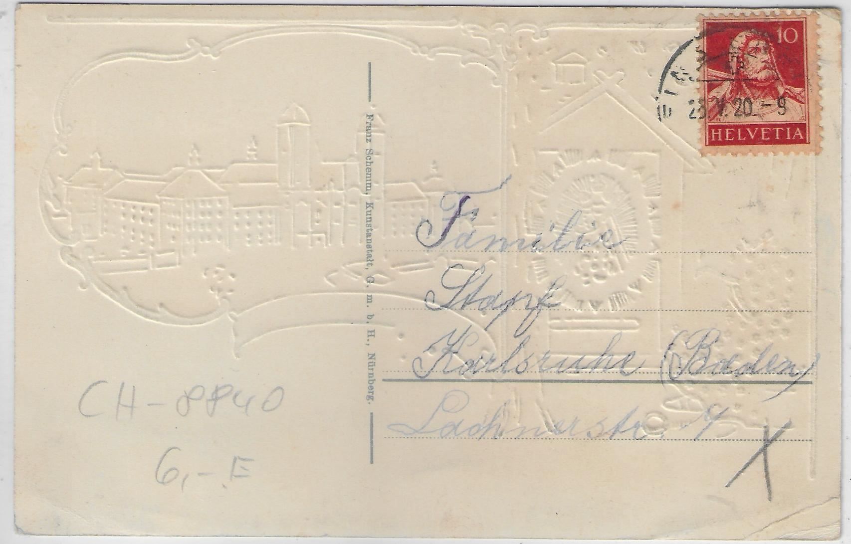Cartoline postali: Gruss aus Einsiedeln - Präge-Litho – Usato da Ettingen venduto da Kartenplanet 1