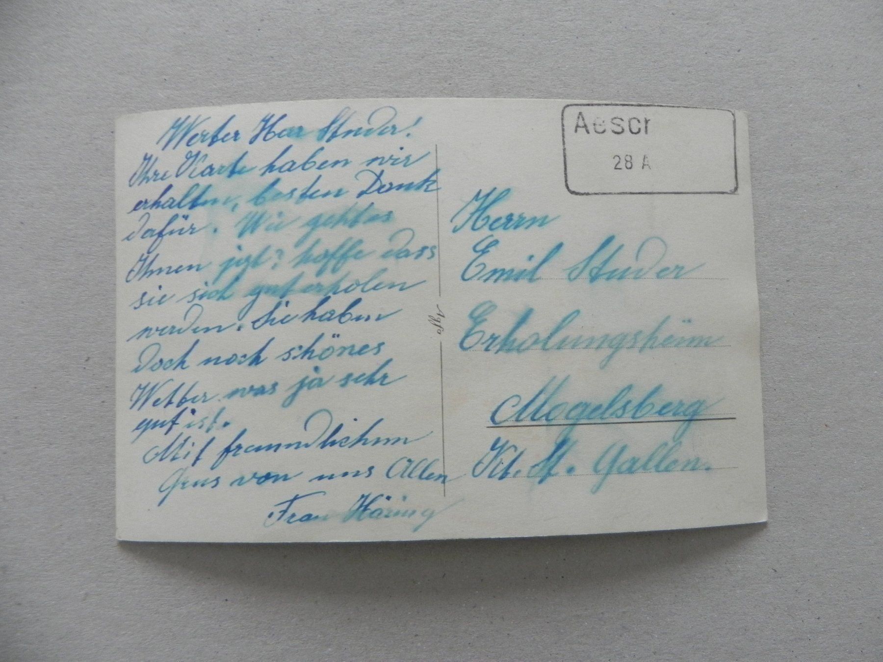 Cartoline postali: Ansichtskarte Aesch BL Schulhaus um 1930 – Usato da Siebnen venduto da krimsie 1